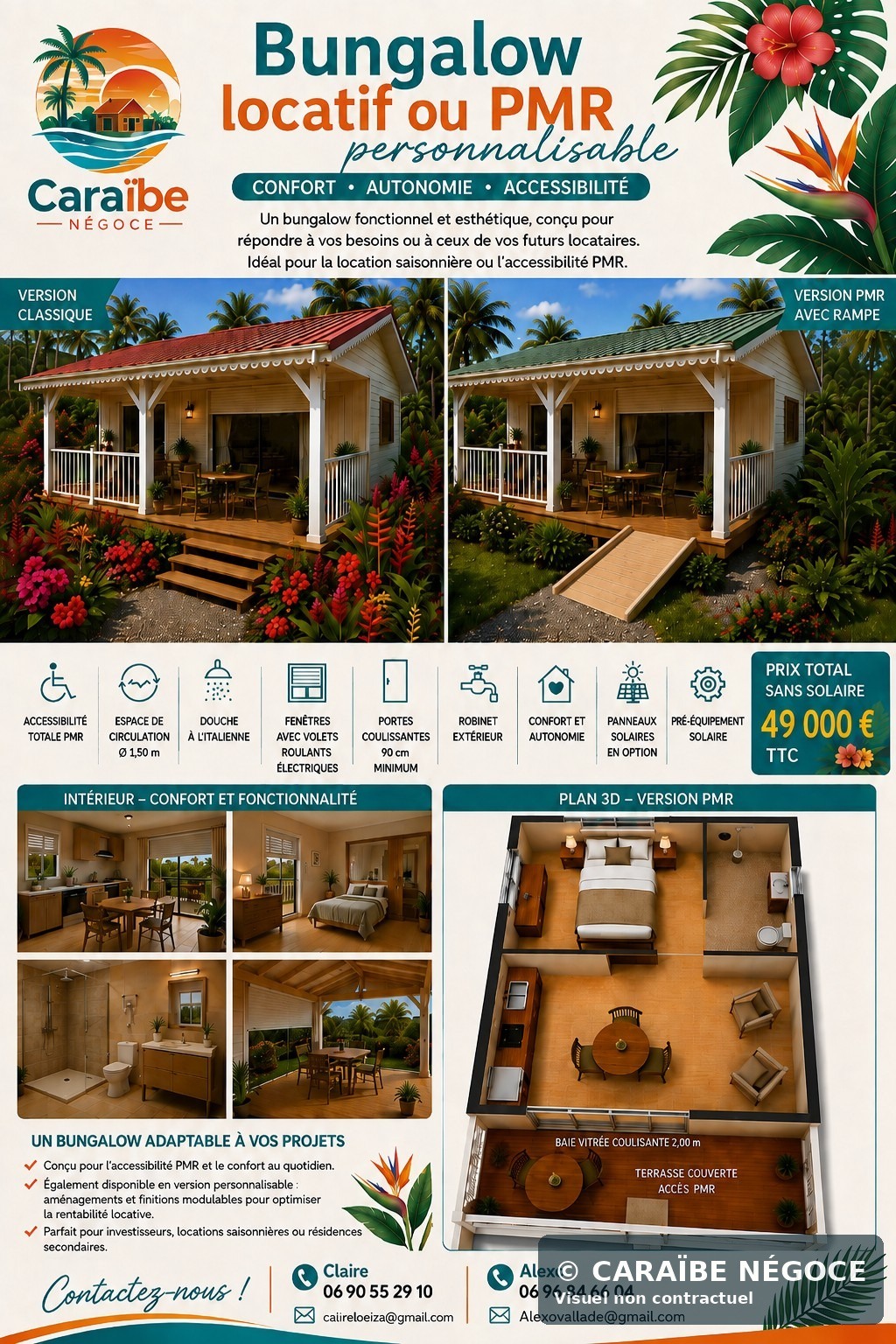 Flyer bungalow Caraïbe NÉGOCE à 49 000 euros